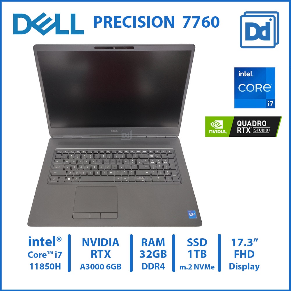 DELL PRECISION 7760 INTEL i7-11850H NVIDIA RTX A3000 6GB RAM 32GB NVMe ...