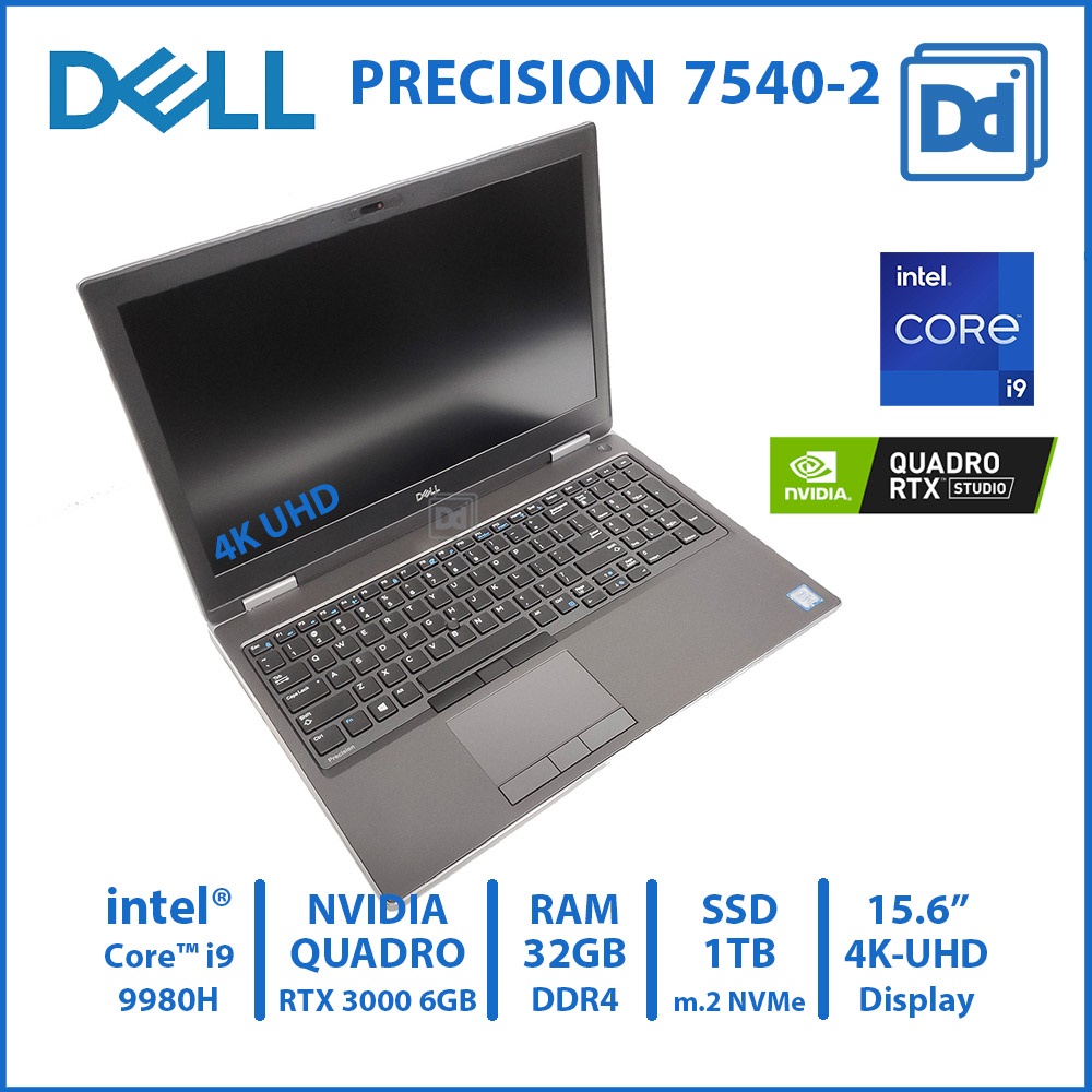 DELL PRECISION 7540 INTEL i9-9980HK NVIDIA Quadro RTX3000 6GB RAM 32GB ...